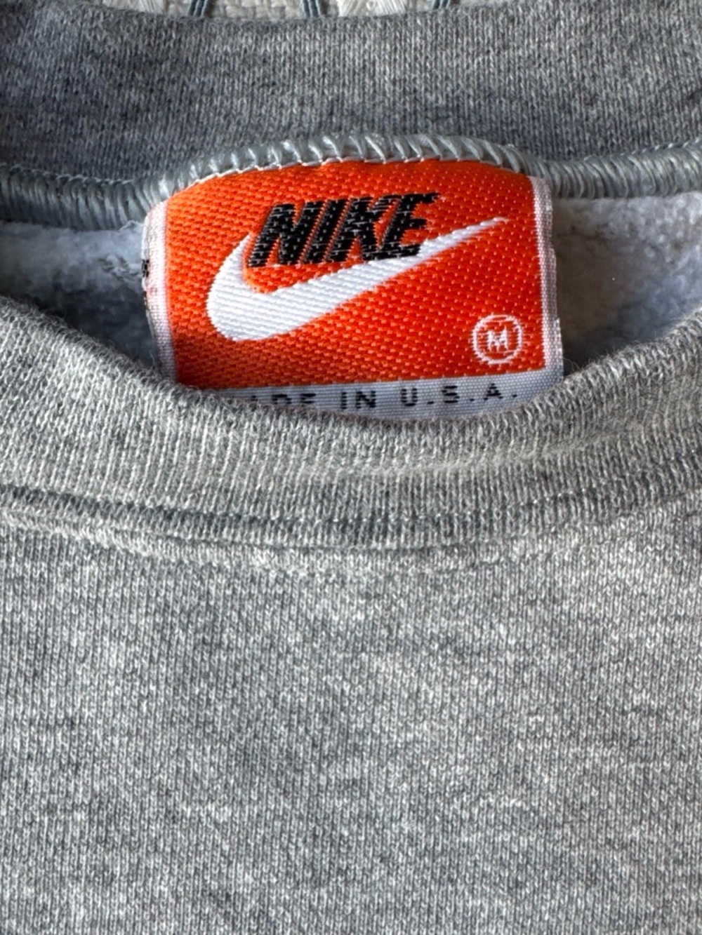 Nike Gray Crewneck Sweatshirt with Orange Logo Tag